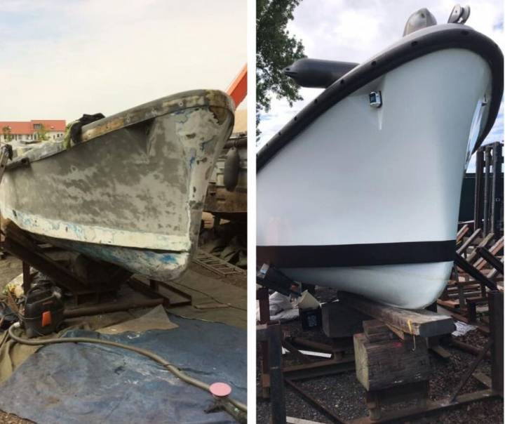 Renovatie van een motor surf boat met epoxy