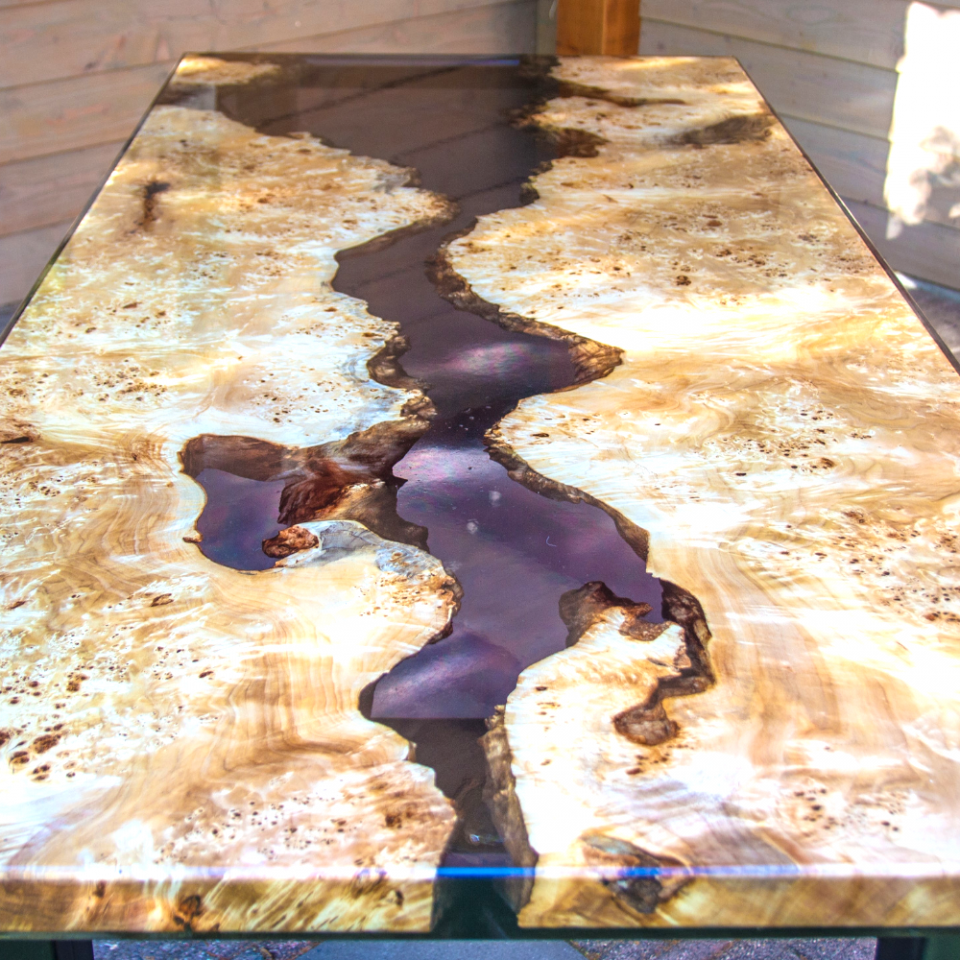 Epoxy tafel van buitenlands populier met giethars