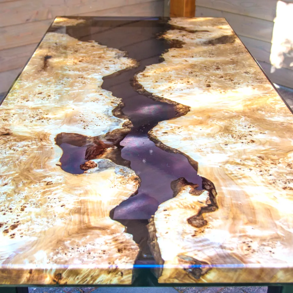 Epoxy tafel van buitenlands populier met giethars