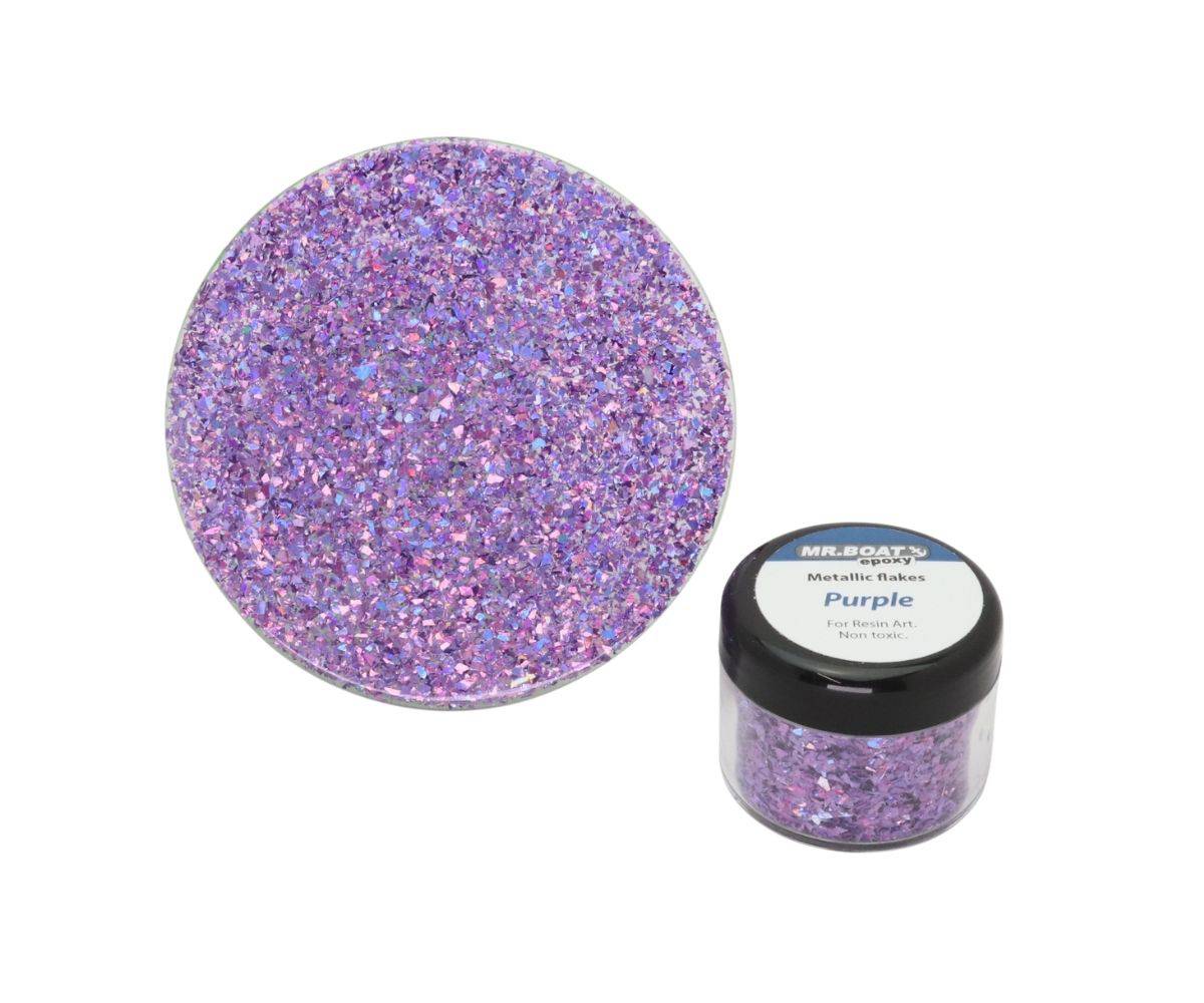 Metallic epoxy flakes purple