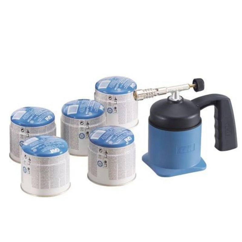 Brander met 5 gaspatronen